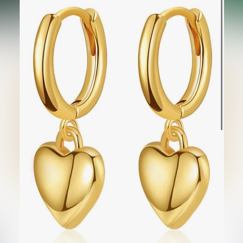 Gold Heart Hoop Earrings
